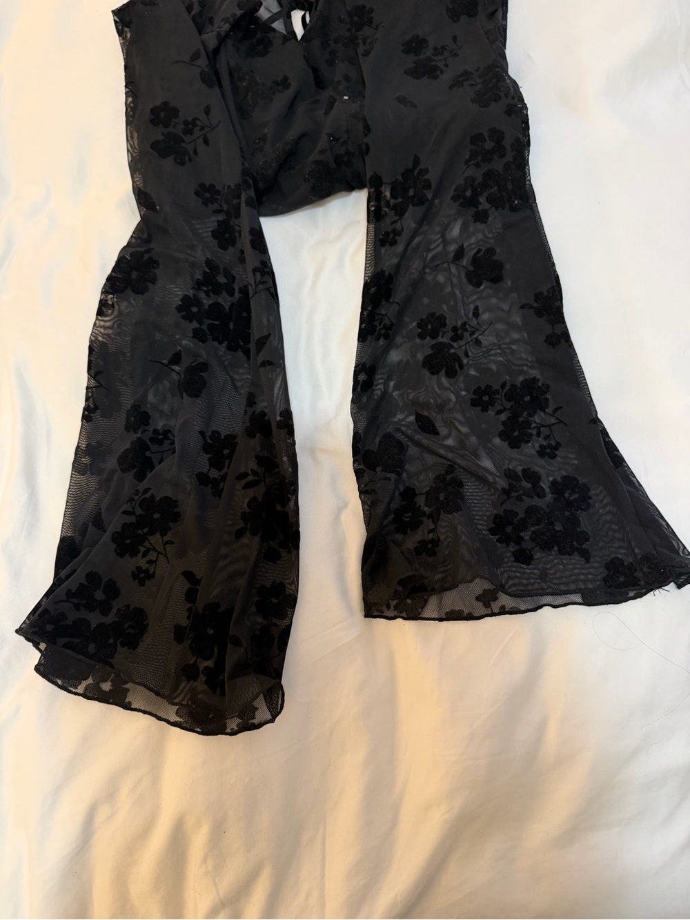 Fashion Nova Black Floral Sheer Mesh Jumpsuit with Keyhole - Picture 7 of 7